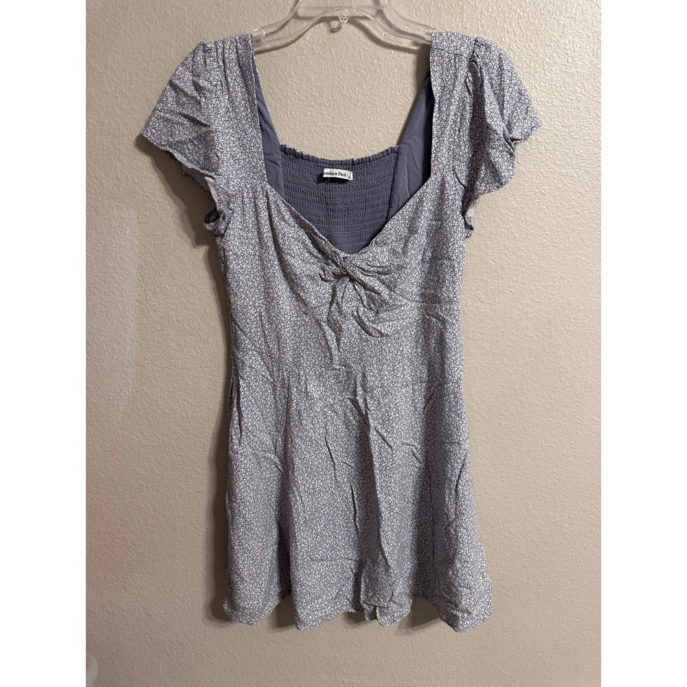 Abercrombie & Fitch Floral Mini Dress Blue White Cottagecore Sweetheart Neck
